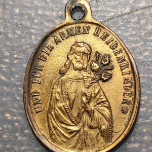 MEDALLA RELIGIOSA ALEMANIA VIRGEN MARIA CON NIÑO JESUS SAN JOSE LATÓN 22x15mm