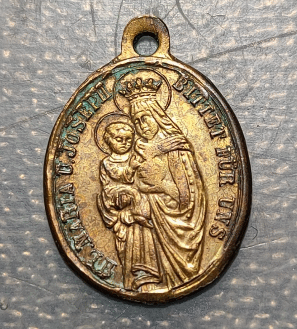 MEDALLA RELIGIOSA ALEMANIA VIRGEN MARIA CON NIÑO JESUS SAN JOSE LATÓN 22x15mm - Imagen 2