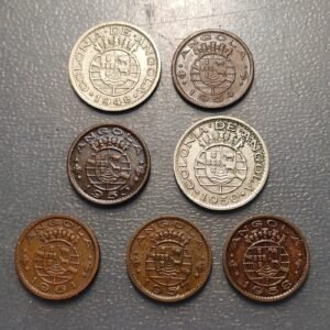 ANGOLA LOTE 7 MONEDAS 50 CENTAVOS 1948 - 1950 - 1953 - 1954 - 1957 - 1958 - 1961