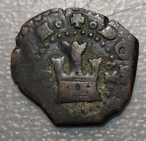 ESPAÑA BURGOS FELIPE II 2 MARAVEDIS S/F (1584-1585)
