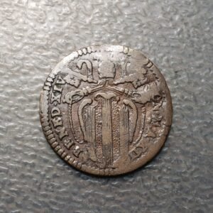 ESTADOS PAPALES PONTIFICIO VATICANO BENEDICTO XIV QUATTRINO ROMANO 1752