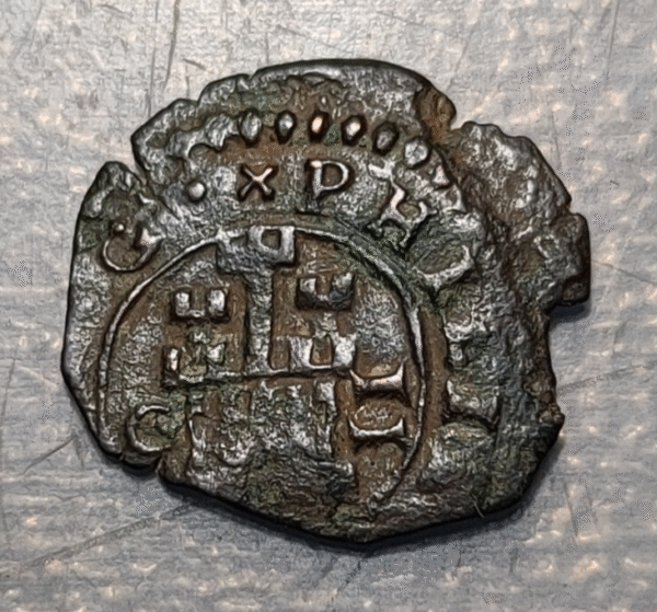 ESPAÑA CUENCA FELIPE III 2 MARAVEDIS 160(2) (2 RECTIFICADO SOBRE UN 7)