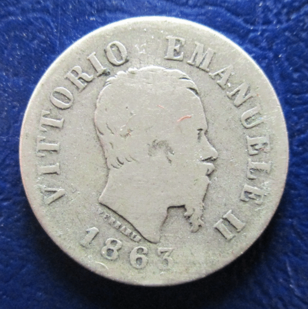 ITALIA REINO VITTORIO EMANUELE II 50 CENTESIMI 1863 M