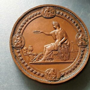 USA PHILADELPHIA 1876 INTERNATIONAL EXIBITION LARGE HEAVY BRONZE MEDAL 75 mm