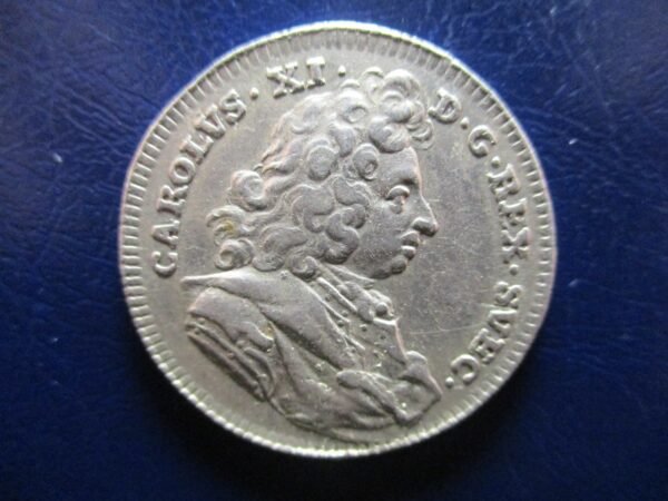 SUECIA KARL XI JETON MEDALLA FICHA DEVOLUCION SCANIA A SUECIA 1658 PLATA 27 mm