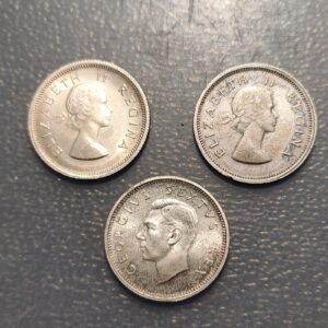 SUDAFRICA SOUTH AFRICA LOTE 3 MONEDAS ELIZABETH II GEORGE VI 6 PENCE