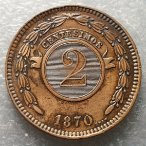 PARAGUAY 2 CENTESIMOS 1870 KM-3 MBC/MBC+