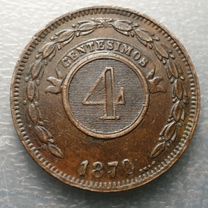 PARAGUAY 4 CENTESIMOS 1870 KM-4 MBC-/MBC