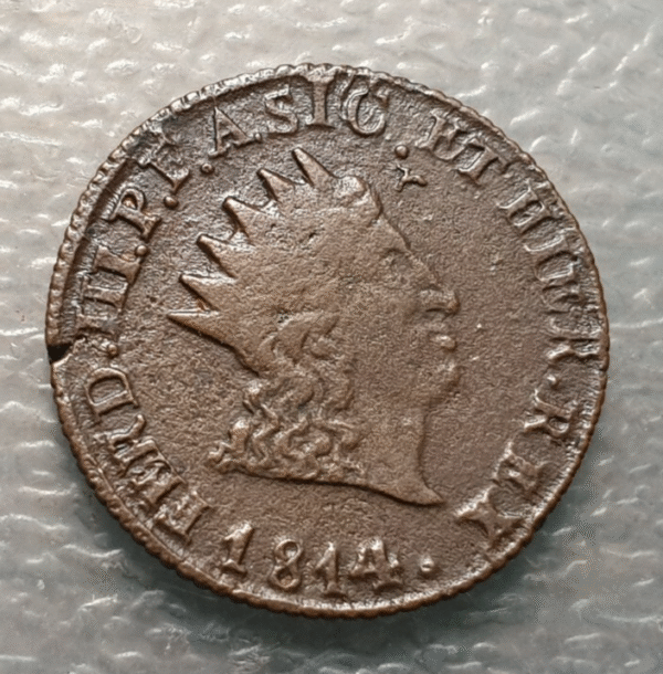 ITALIA SICILIA PALERMO FERDINANDO III INFANTE DE ESPAÑA 1 GRANO 1814 MBC+/EBC - Imagen 2