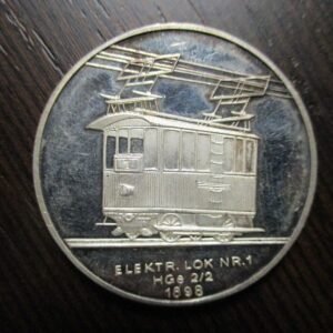 SUIZA ENGELBERG MEDALLA 75 AÑOS PRIMERA LOCOMOTORA ELECTRICA  HGe 2/2 SchB PLATA