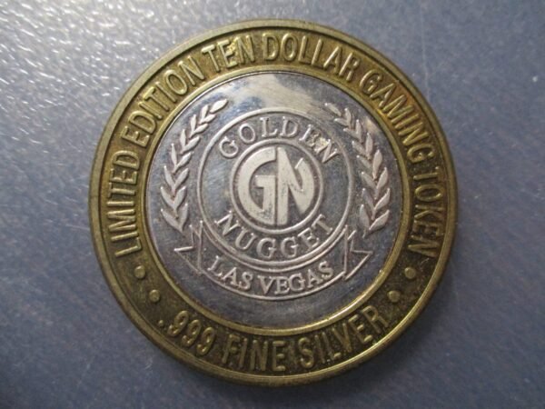 ESTADOS UNIDOS LAS VEGAS TOKEN FICHA CASINO GOLDEN NUGGET CENTRO EN PLATA .999