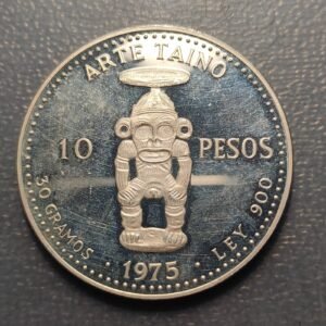 REPUBLICA DOMINICANA DOMINICAN REPUBLIC 10 PESOS 1975