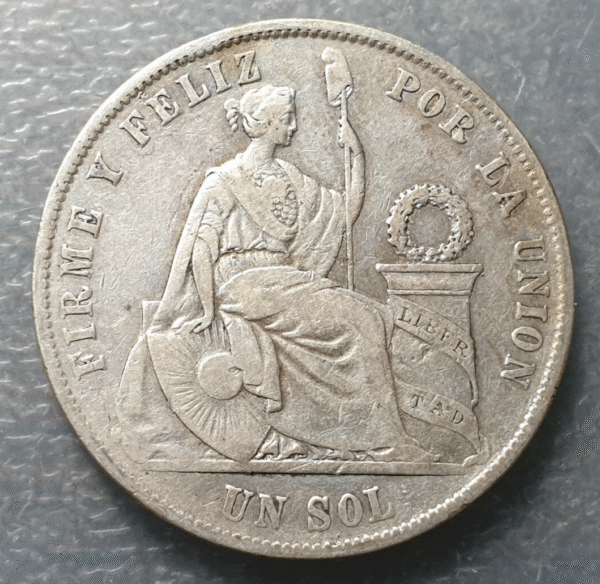 PERU LIMA 1 SOL 1869 YB - Imagen 2