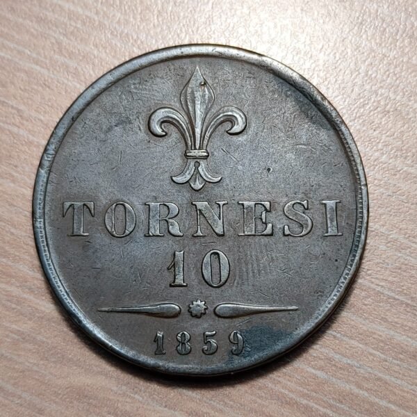 ITALIA DOS SICILIAS NAPOLES NAPOLI FRANCESCO II 10 TORNESI 1859 EBC- - Imagen 2