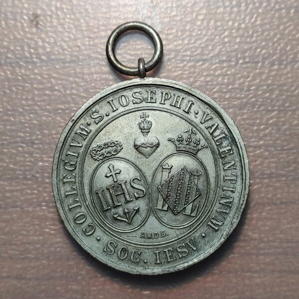 ESPAÑA VALENCIA MEDALLA COLEGIO JESUITA SAN JOSE HONORIS CAUSA BRONCE PLATEADO - Imagen 2