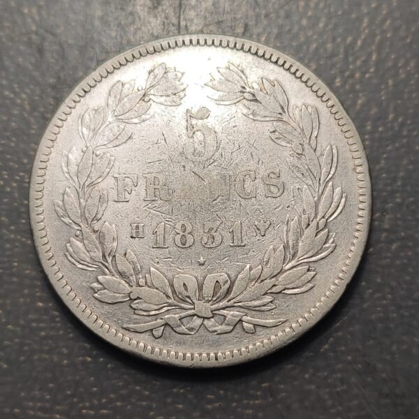 FRANCIA FRANCE LUIS FELIPE I 5 FRANCOS 5 FRANCS 1831 H (LA ROCHELLE) - Imagen 2