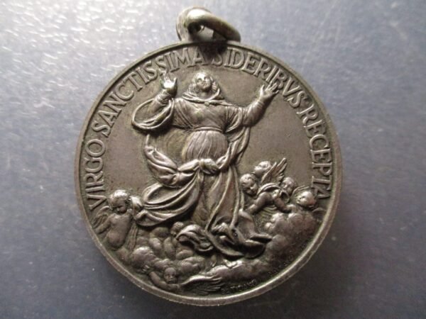 MEDALLA RELIGIOSA PAPA PIO XII /  VIRGEN ENTRE ANGELES