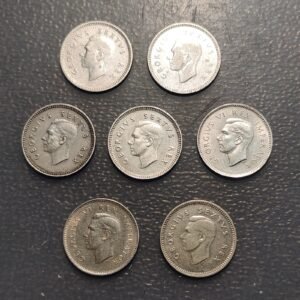 SUDAFRICA SOUTH AFRICA LOTE 7 MONEDAS GEORGE VI 3 PENCE