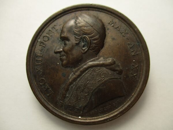 VATICANO MEDALLA ANUAL OFICIAL PAPA LEON XIII AÑO XX 1897 - BRONZE - Imagen 2