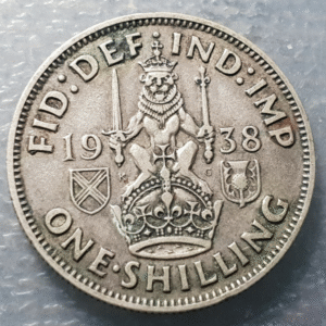 GRAN BRETAÑA - INGLATERRA - UK GEORGE VI SHILLING 1938 LEON ESCOCIA FECHA ESCASA