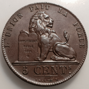 BELGICA BELIGIUM LEOPOLD I 5 CENTIMES 1856 EBC+/SC-