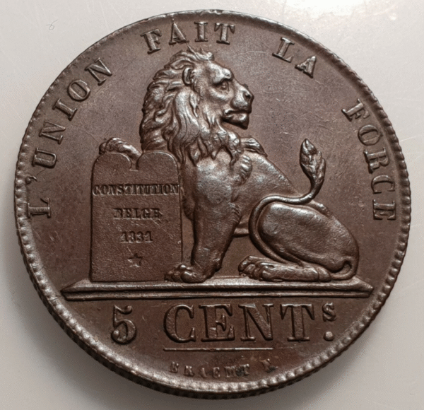 BELGICA BELIGIUM LEOPOLD I 5 CENTIMES 1856 EBC+/SC-