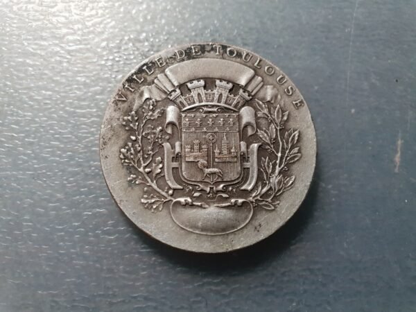 FRANCIA TOULOUSE CONSERVATORIO MUSICA SOLFEO MEDALLA 1914 BROZE PLATEADO 36 mm - Imagen 2