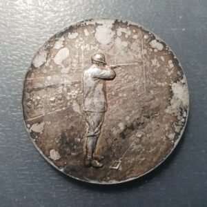 FRANCIA CARTUCHERIA CARTOUCHERIE FUCIL CAZA MEDALLA PLATA O BROZE PLATEADO 50 mm