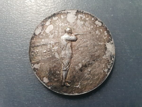 FRANCIA CARTUCHERIA CARTOUCHERIE FUCIL CAZA MEDALLA PLATA O BROZE PLATEADO 50 mm