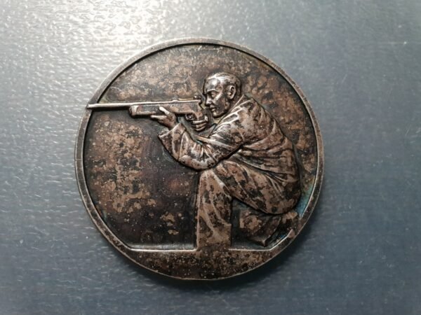 FRANCIA RIFLE FUCIL CAZA MEDALLA PLATA O BROZE PLATEADO 50 mm