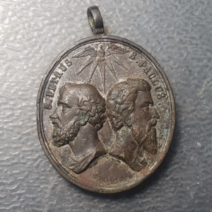 MEDALLA RELIGIOSA VATICANO PAPA PIO IX / SAN PEDRO Y SAN PABLO (1846) 36x27 mm