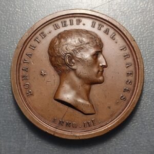 ITALIA NAPOLEON BONAPARTE I CONSUL MEDAL YEAR III (1800) INTENTO ASESINATO MILAN