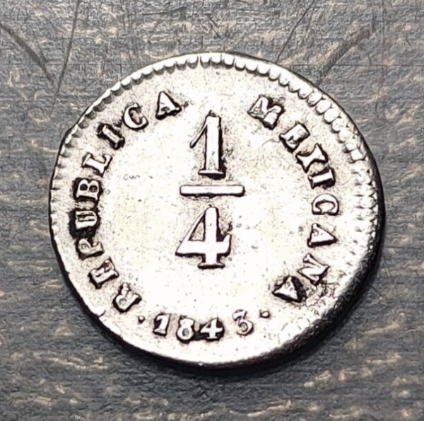 MEXICO 1/4 REAL 1843 Mo LR KM 368.6 HIGH GRADE - Imagen 2