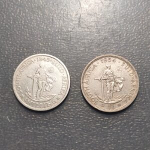 SUDAFRICA SOUTH AFRICA LOTE 2 MONEDAS GEORGE VI ELIZABETH II SHILLING 1943-1954
