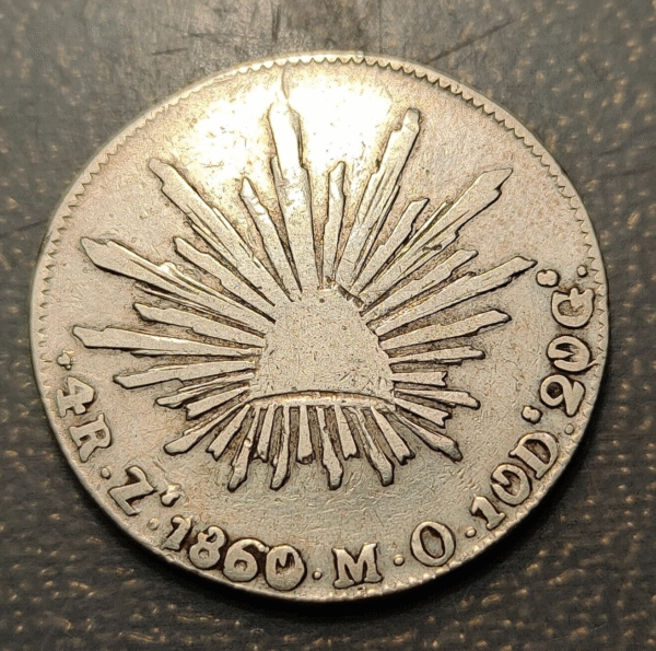 MEXICO ZACATECAS 4 REALES 1860 ZS MO - Imagen 2
