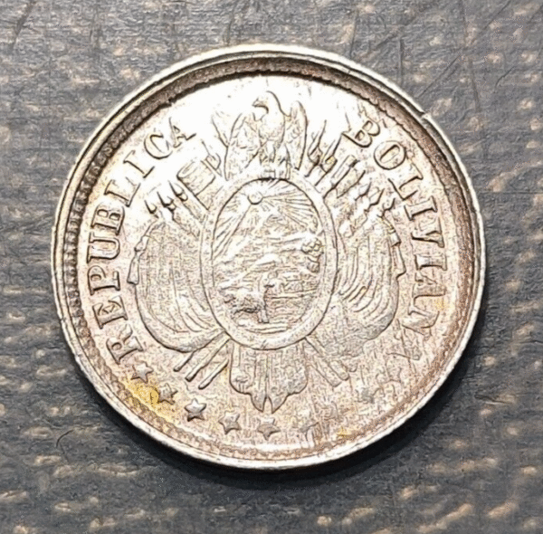 BOLIVIA 5 CENTAVOS 1890 CB HIGH GRADE