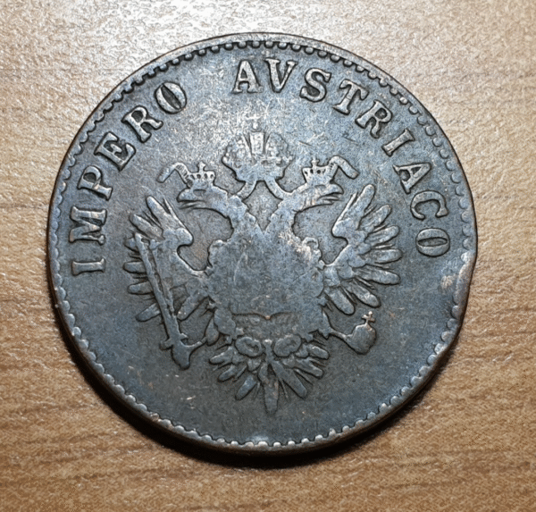 ITALIA MILAN LOMBARDO VENETO 5 CENTESIMI 1852 M BC+