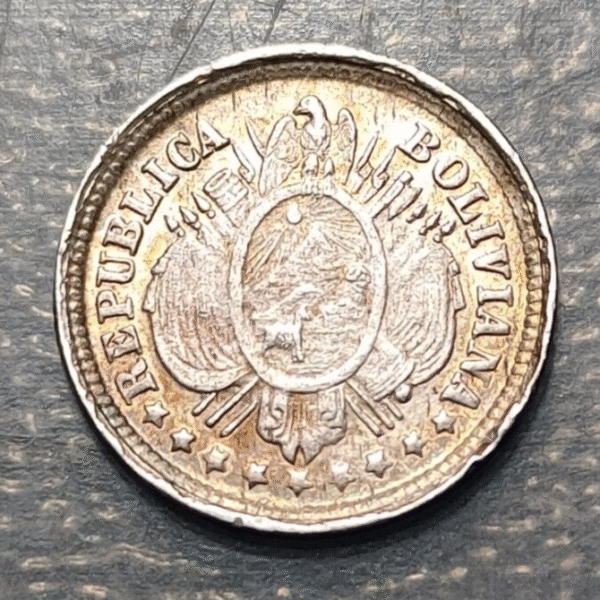 BOLIVIA 5 CENTAVOS 1891 CB HIGH GRADE