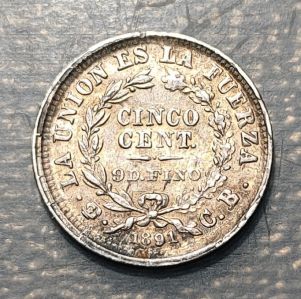 BOLIVIA 5 CENTAVOS 1891 CB HIGH GRADE - Imagen 2