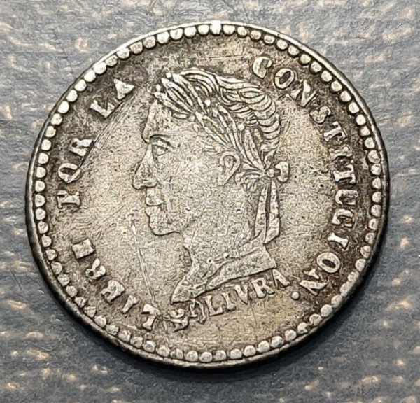 BOLIVIA POTOSI 1/2 SOL 1859 FJ KM 118 "BOLIVRA" SCARCE