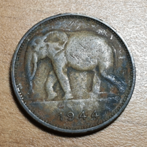 CONGO BELGA BELGIAN CONGO 1 FRANCO 1 FRANC 1944 BC+