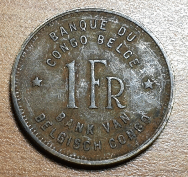 CONGO BELGA BELGIAN CONGO 1 FRANCO 1 FRANC 1944 BC+ - Imagen 2