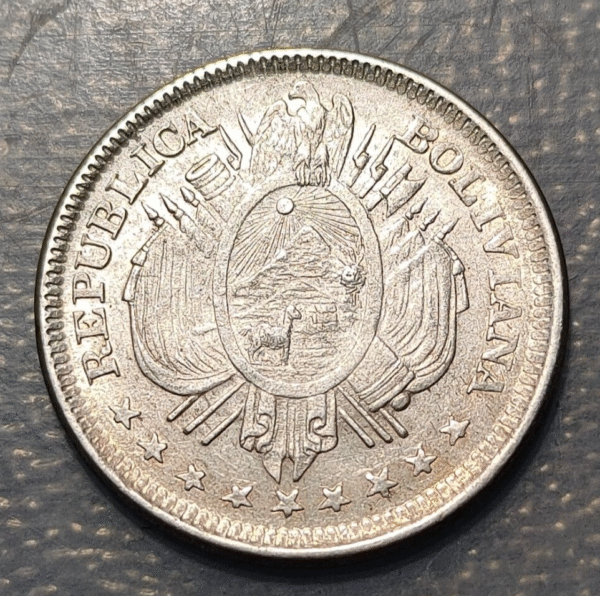 BOLIVIA 20 CENTAVOS 1890 CB HIGH GRADE