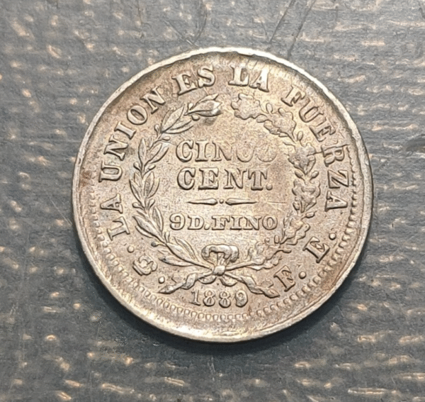 BOLIVIA 5 CENTAVOS 1889/8 FE KM 157.2 EBC - Imagen 2