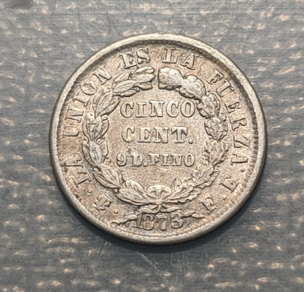 BOLIVIA 5 CENTAVOS 1873 FE KM 157.1 MBC - Imagen 2