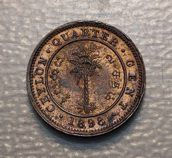 CEYLON CEILAN SRI LANKA VICTORIA 1/4 CENT 1898 SC UNC BRILLO ORIGINAL - Imagen 2