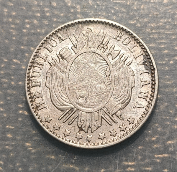 BOLIVIA 10 CENTAVOS 1875 FE KM 158.1 MBC+