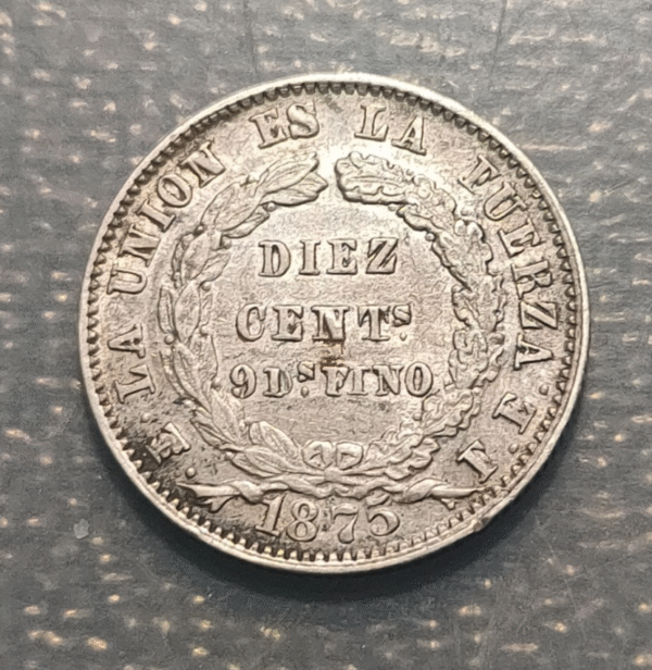 BOLIVIA 10 CENTAVOS 1875 FE KM 158.1 MBC+ - Imagen 2