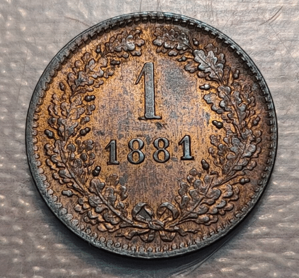 AUSTRIA 1 KREUZER 1881 SC- BRILLO ORIGINAL - Imagen 2