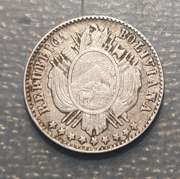 BOLIVIA 10 CENTAVOS 1875 FE KM 158.2 "9D" MBC/MBC+